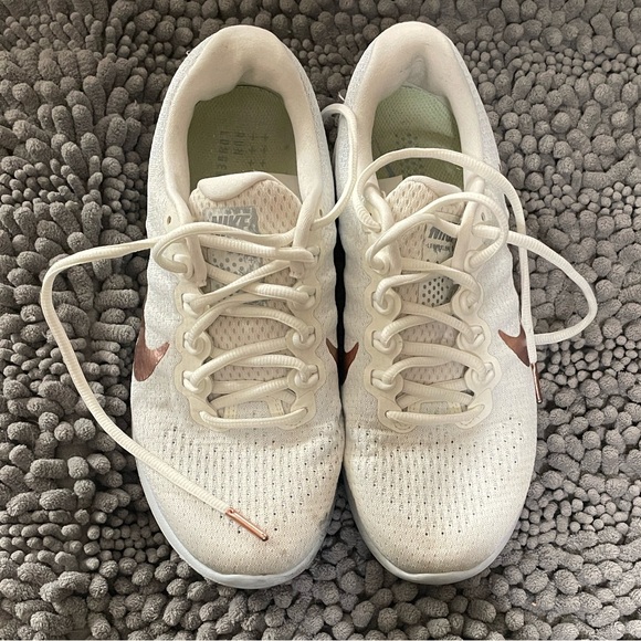 Nike Shoes - Nike Women's White/Lt Blue Rose Gold Swoop Sneakers